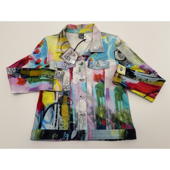 The Unbranded Brand Jackets & Blazers - NWT Simply Art by Dolcezza Lightweight Vibrant Watercolor Abstract Jacket SZ M